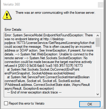 Veriato 360 license error