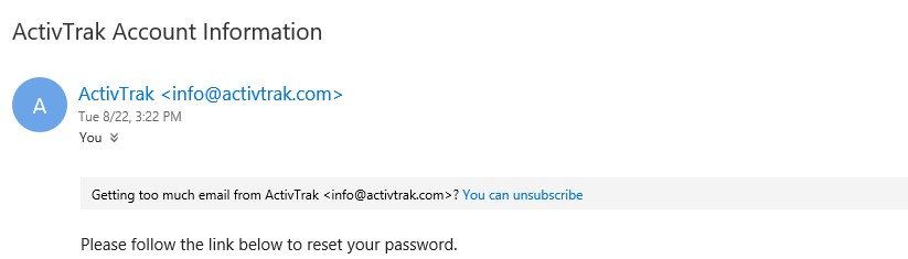 An email showing uncaring support from Activtrak