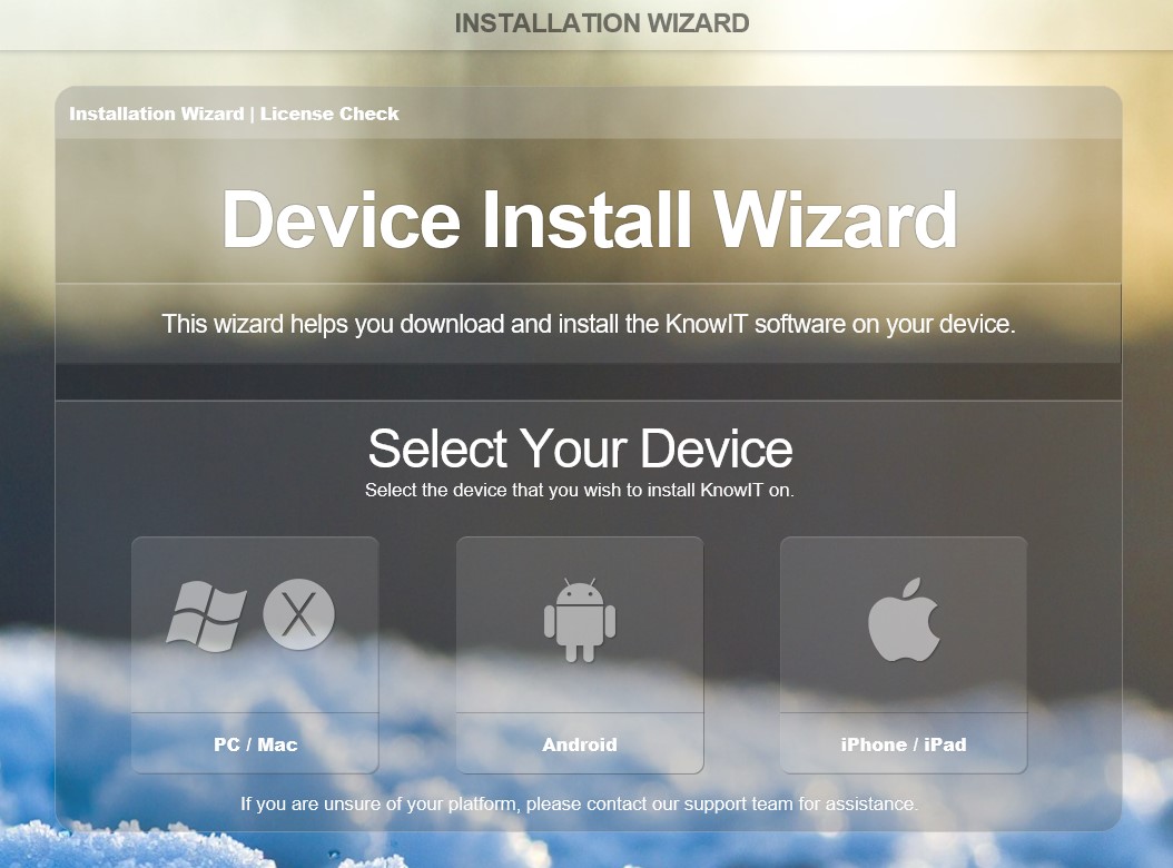 KnowIT PC installation screen